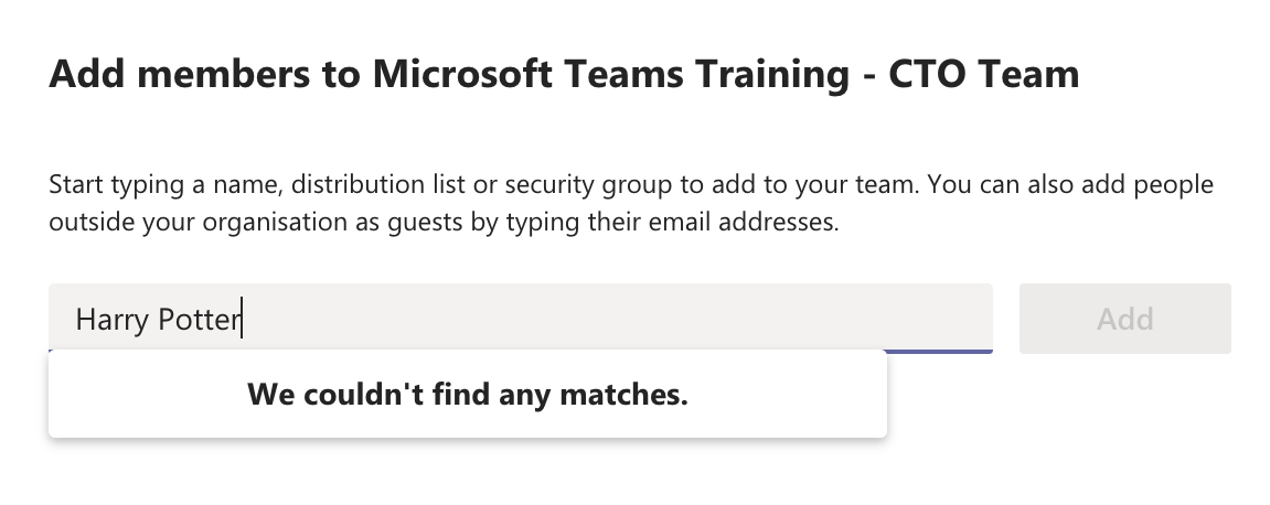 Add Team members to Microsoft Teams